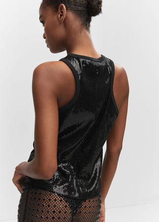 Camiseta Cuello Halter con Lentejuelas