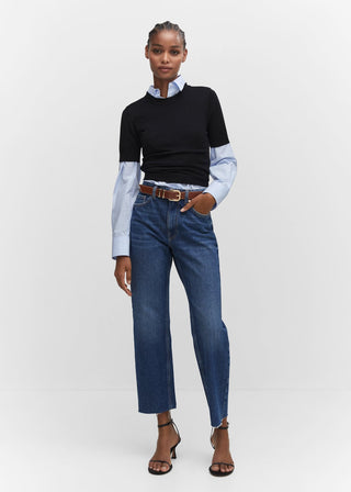 Jeans Rectos Talle Medio con Bolsillos