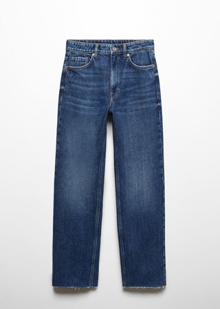 Jeans Rectos Talle Medio con Bolsillos