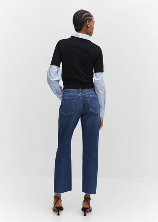 Jeans Rectos Talle Medio con Bolsillos