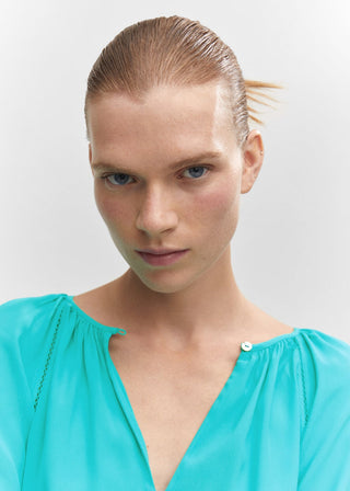 Camisa Manga Larga con Detalles Fruncidos