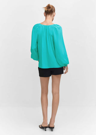 Camisa Manga Larga con Detalles Fruncidos