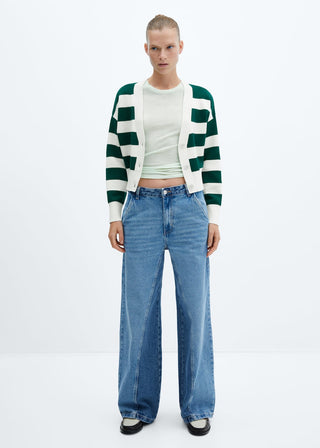 Cárdigan de Punto con Estampado de Rayas