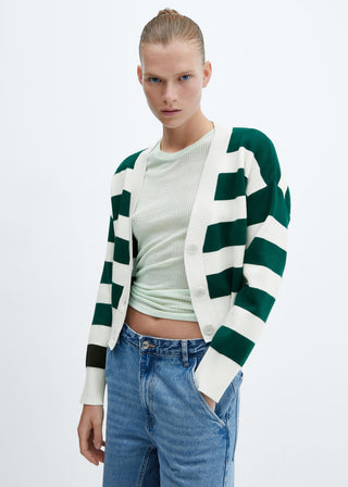 Cárdigan de Punto con Estampado de Rayas