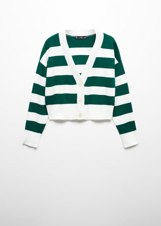 Cárdigan de Punto con Estampado de Rayas