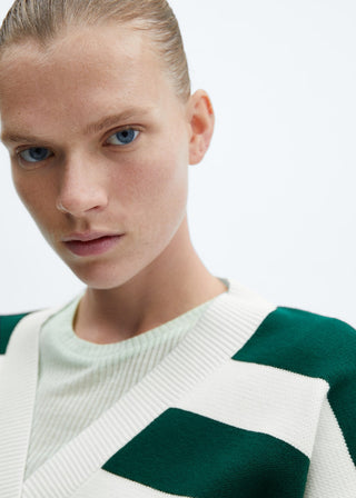 Cárdigan de Punto con Estampado de Rayas