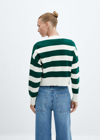 Cárdigan de Punto con Estampado de Rayas