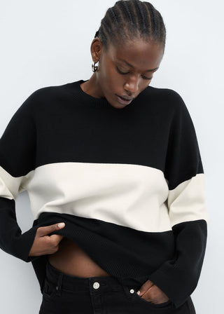 Cárdigan Cuello Alto con Estampado de Rayas