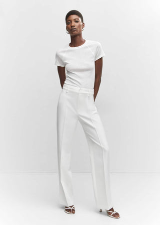 Camiseta Manga Corta Costura Decorativa