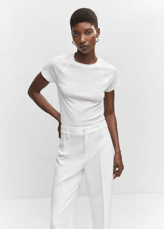 Camiseta Manga Corta Costura Decorativa