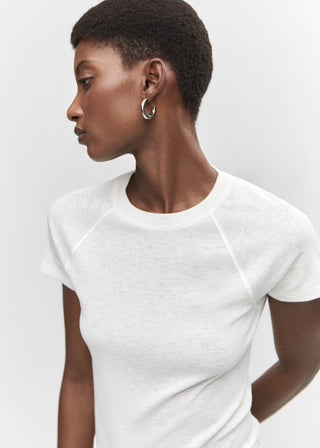 Camiseta Manga Corta Costura Decorativa