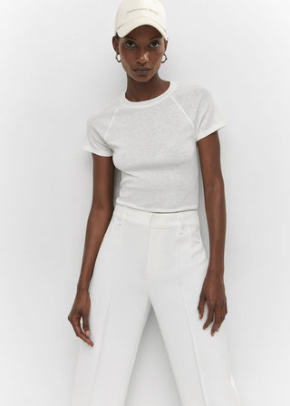 Camiseta Manga Corta Costura Decorativa