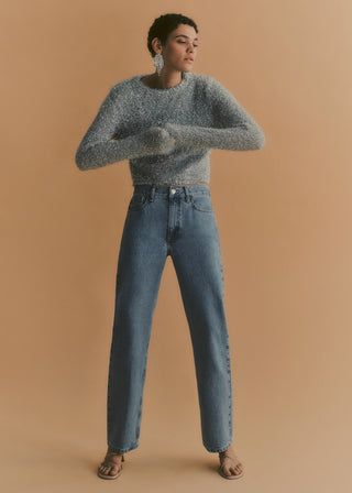 Sudadera Cuello Redondo con Acabado Brillante