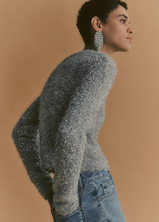 Sudadera Cuello Redondo con Acabado Brillante