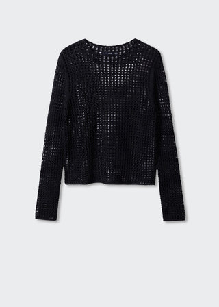 Cárdigan Cuello Perkins de Punto Calado