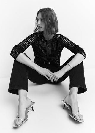 Cárdigan Cuello Perkins de Punto Calado