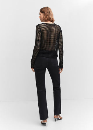 Cárdigan Cuello Perkins de Punto Calado