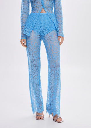 Pantalón Talle Alto con Tejido Bordado