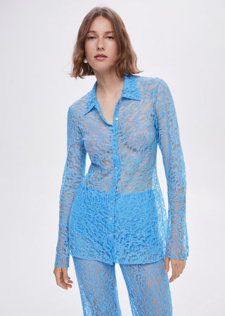 Pantalón Talle Alto con Tejido Bordado