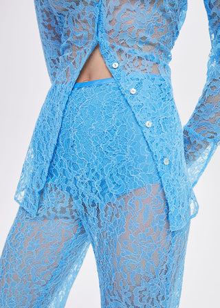 Pantalón Talle Alto con Tejido Bordado