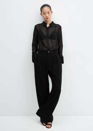 Camisa Semitransparente con Hilo Metalizado