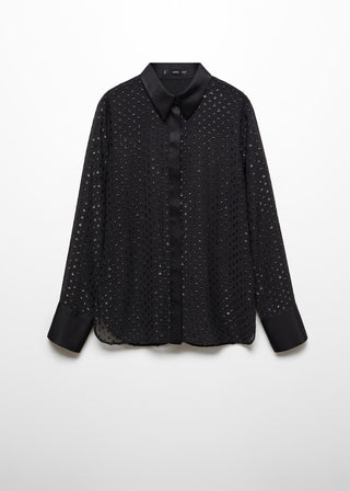 Camisa Semitransparente con Hilo Metalizado
