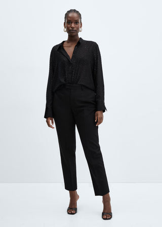 Camisa Semitransparente con Hilo Metalizado