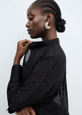 Camisa Semitransparente con Hilo Metalizado