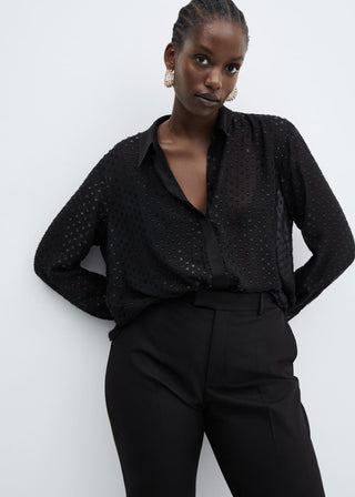 Camisa Semitransparente con Hilo Metalizado