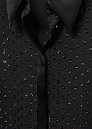 Camisa Semitransparente con Hilo Metalizado