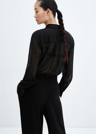 Camisa Semitransparente con Hilo Metalizado