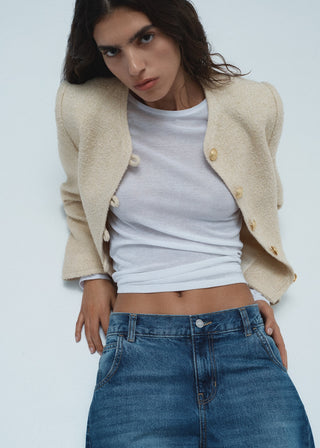 Chaqueta de Tweed con Botones