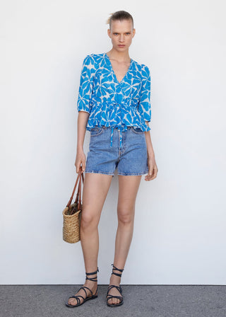 Blusa con Lazo Ajustable Estampado Floral