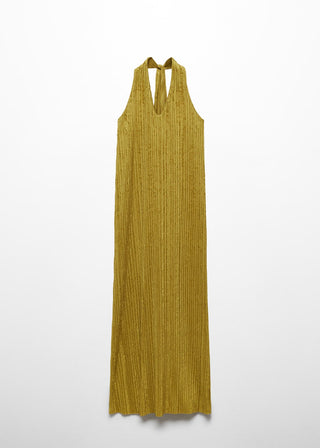 Vestido Cuello V con Espalda Abierta