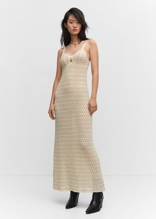 Vestido de Tirantes con Tejido de Crochet