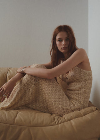 Vestido de Tirantes con Tejido de Crochet