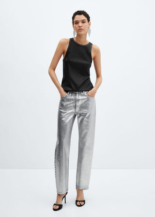 Camiseta de Tirantes con Acabado Metalizado