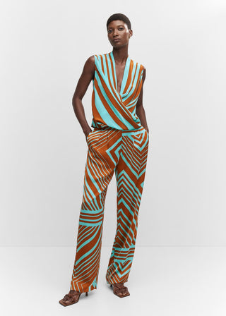 Blusa Cruzada con Estampado de Rayas