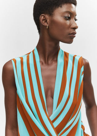 Blusa Cruzada con Estampado de Rayas