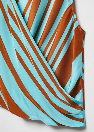 Blusa Cruzada con Estampado de Rayas