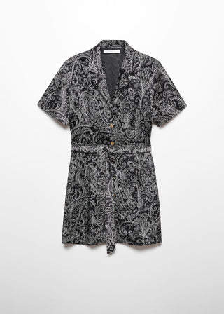 Vestido Manga Corta con Estampado Paisley