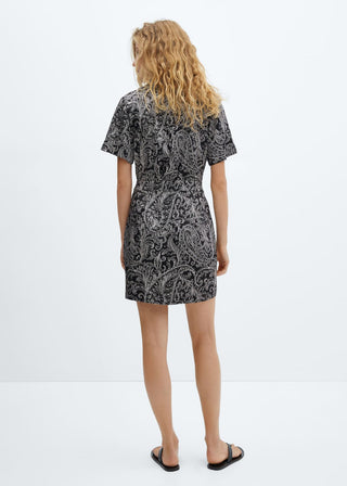 Vestido Manga Corta con Estampado Paisley