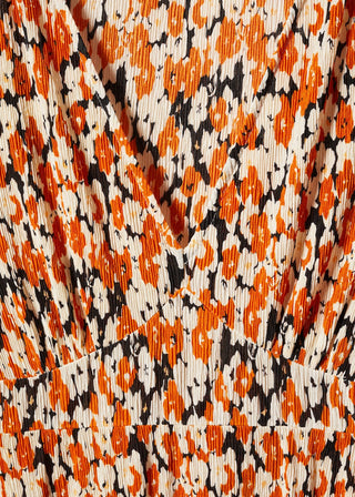 Vestido Manga Larga Cuello V con Estampado