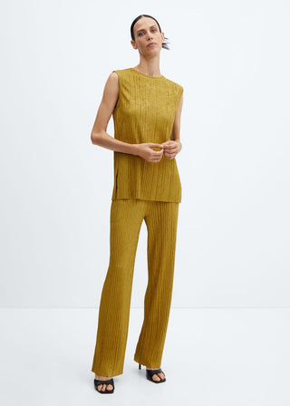 Blusa Cuello Redondo Diseño Plisado