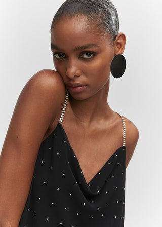 Blusa Drapeada con Tirantes Pedrería