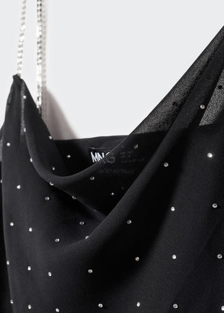 Blusa Drapeada con Tirantes Pedrería