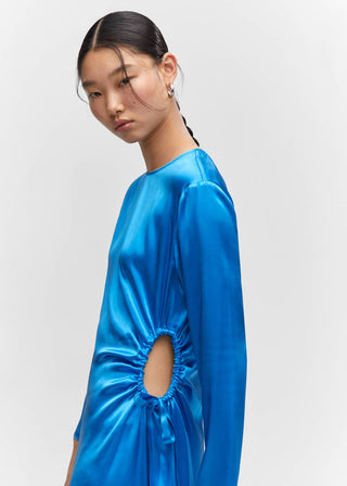 Vestido Manga Larga con Tejido Satinado
