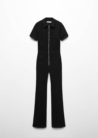 Enterizo Denim Manga Corta con Cremallera