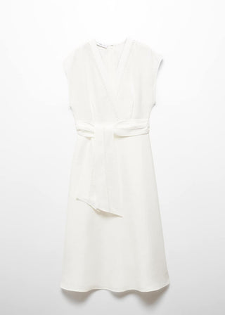 Vestido Midi con Diseño Cruzado de Lino