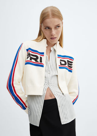 Cárdigan Cuello Perkins con Estampado